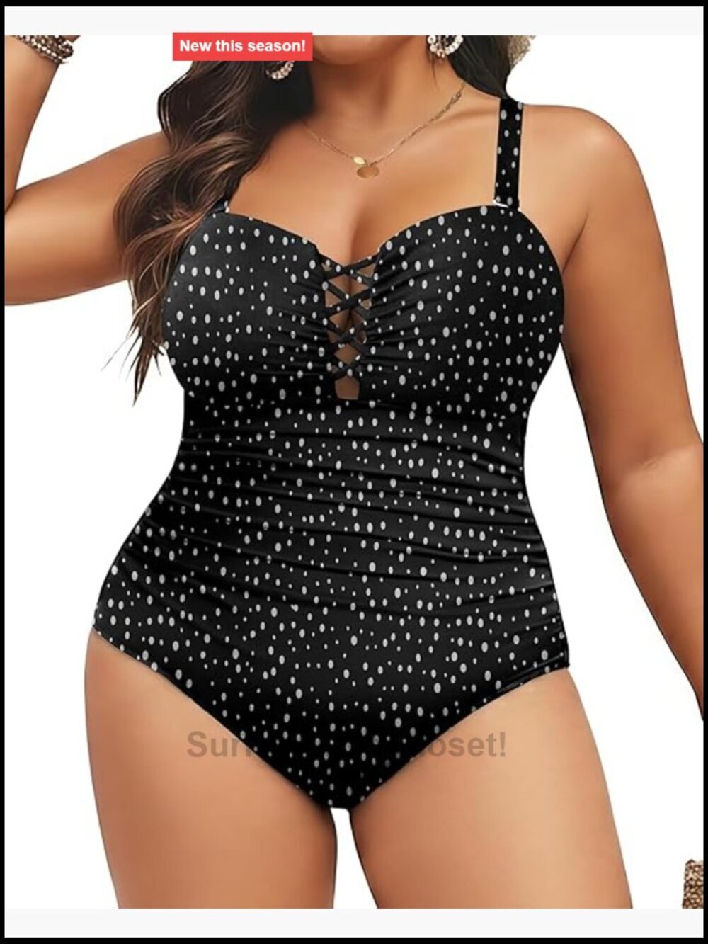 Plus Size One Piece Swimsuit Tummy Control Ruched Lace Up Swimwear